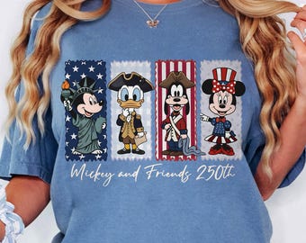 Camiseta Comfort Colors® de Mickey y sus amigos del 4 de julio de 2026, camiseta del Día de la Independencia de Disney, camiseta de Disney USA