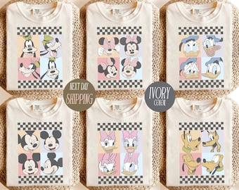 Retro Mickey and Friends Checkered 2026 Shirt, Disneyworld Family Vacation 2026 Shirt, Disneyland Family Trip Shirt, Disneyworld Trip Shirt
