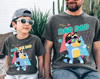 Camiseta Disney Bluey para perro, camiseta Rad Dad And Rad Like Dad, camiseta Disney para padre e hijo, Día del Padre en Disneyworld, camiseta para amantes de los perros azules