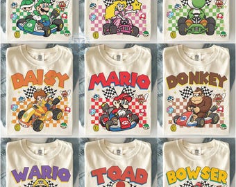 All Characters Super Mario Retro Shirt, Mario Water color Nintendo World Family Group Shirt, Super Mario Birthday Trip Gifts, Epic universe