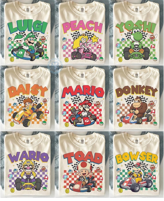 All Characters Super Mario Retro Shirt, Mario Water color Nintendo World Family Group Shirt, Super Mario Birthday Trip Gifts, Epic universe