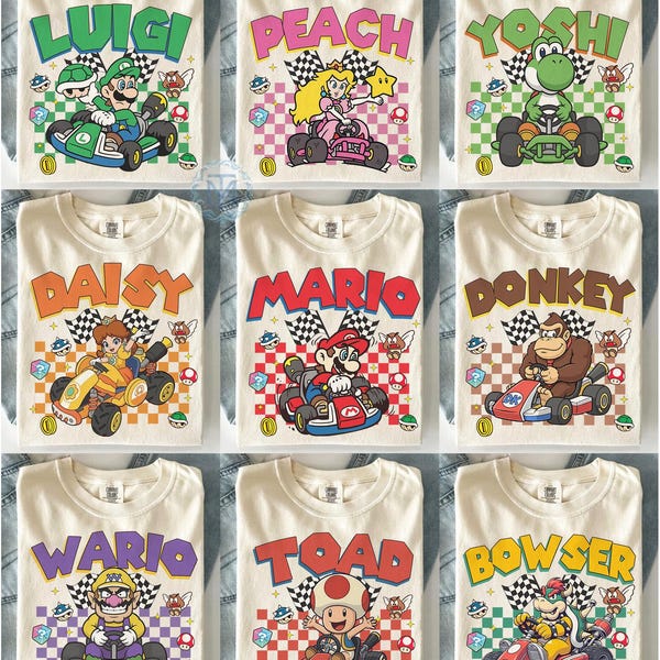 All Characters Super Mario Retro Shirt, Mario Water color Nintendo World Family Group Shirt, Super Mario Birthday Trip Gifts, Epic universe