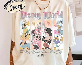 Camiseta Disney World (Est. 1971), colores cómodos, Disneyworld, Mickey y sus amigos, viaje de chicas a Disneyworld, Disney Castle
