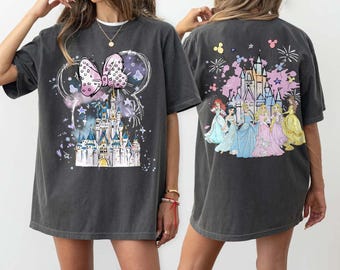 Disney Watercolor Minnie Heat Ear Comfort Colors Shirt, Disney Castle All Princess Shirt, Disney Princess Girl Trip Tee, Magic Kingdom Shirt