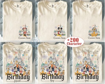 Camiseta personalizada de cumpleaños del Castillo de Mickey y sus amigos de Disney, Camiseta del equipo de Disney, Camiseta de cumpleaños de Disney para niña o niño, Viaje de cumpleaños a Magic Kingdom