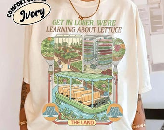 Camiseta estética "Vivir con la Tierra" inspirada en Disney Epcot. Divertida camiseta "Entra en el parque Disney, vamos a aprender sobre la lechuga".