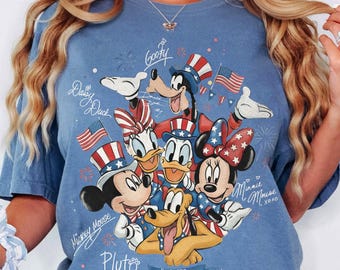 Camiseta de Mickey y sus amigos del 4 de julio de 2026, camiseta del Día de la Independencia de Disney, camiseta familiar de Disneyland, camiseta de Walt Disney World