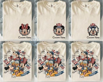 Camiseta personalizada de Disney para el 4 de julio, Personajes de Disney para el 4 de julio, Camiseta de Mickey para el 4 de julio, Camiseta de Mickey y sus amigos para el 4 de julio de Disney USA