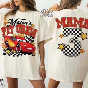 Chemise personnalisée anniversaire Cars Disney, t-shirt anniversaire garçon Lightning McQueen, chemise Pixar Pit Crew, chemise voyage anniversaire famille, t-shirt anniversaire WDW image 7