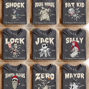 Nightmare Before Christmas Shirt, Halloween T-shirt, Jack Skellington Sally Zero Dog Oogie Boogie Lock Shock Tee, Disneyland Halloween Shirt