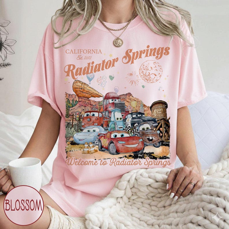 Vintage Radiator Springs Comfort Colors Shirt, Lightning McQueen Disney Tee, Pixar Cars Family Shirts, Disney Vacation Shirt, Disneyland Tee image 6