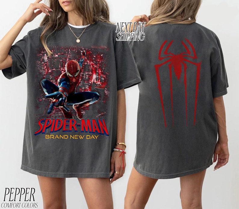 ヴィンテージ スパイダーマン ブランニューデイ Tシャツ：スパイダーマン マーベル Tシャツ、トム・ホランド スパイダーマン Tシャツ、MCU アベンジャーズ スパイダーマン シャツ、ブランニューデイ Tシャツ 画像 5