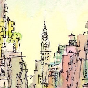 New York, New York Art, Chrysler Building, New York City, watercolor, watercolor print, New York print, sketch, urban sketch, image 2