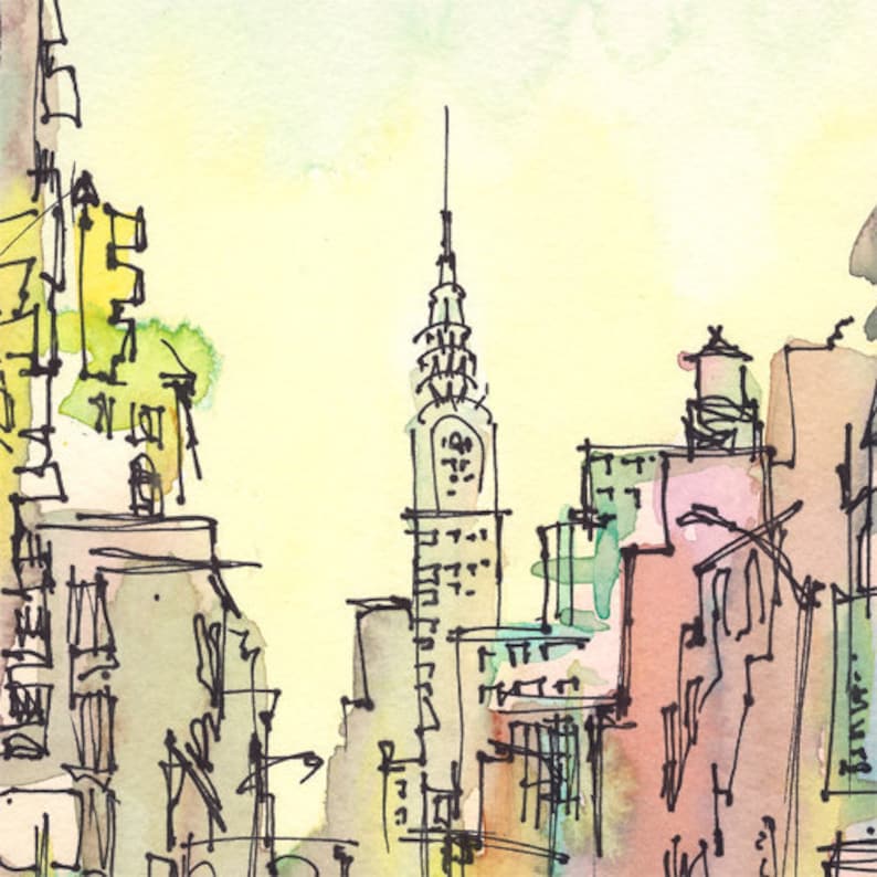 New York, New York Art, Chrysler Building, New York City, watercolor, watercolor print, New York print, sketch, urban sketch, image 2