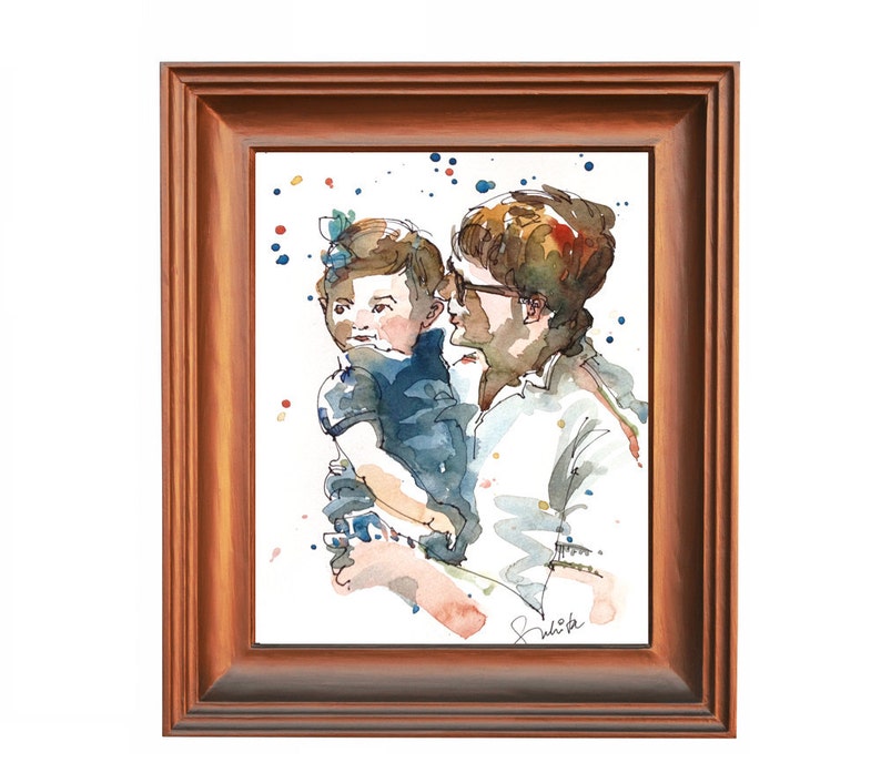 Custom Portrait in watercolors, 1-2 people image 4