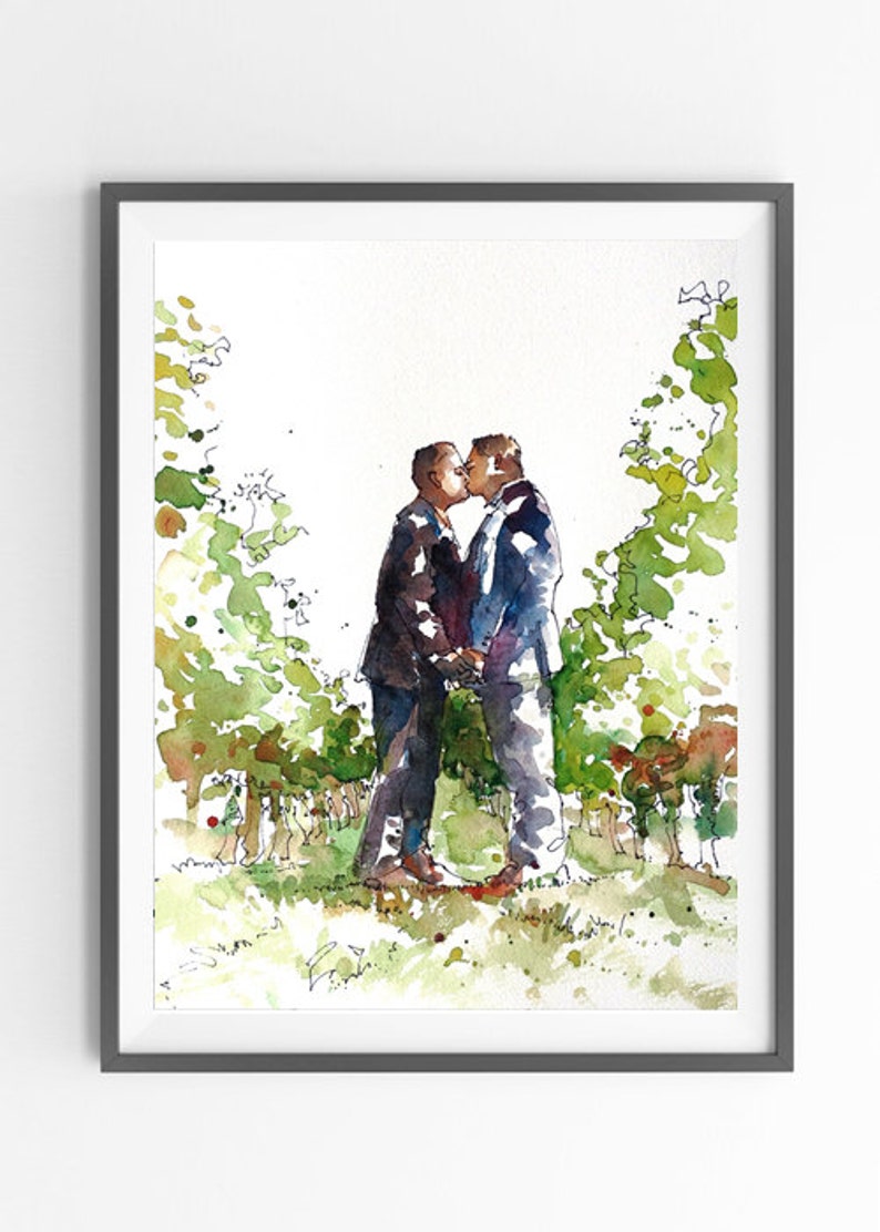 Wedding Portrait, Original watercolor portrait, wedding gift, wedding keepsake image 4