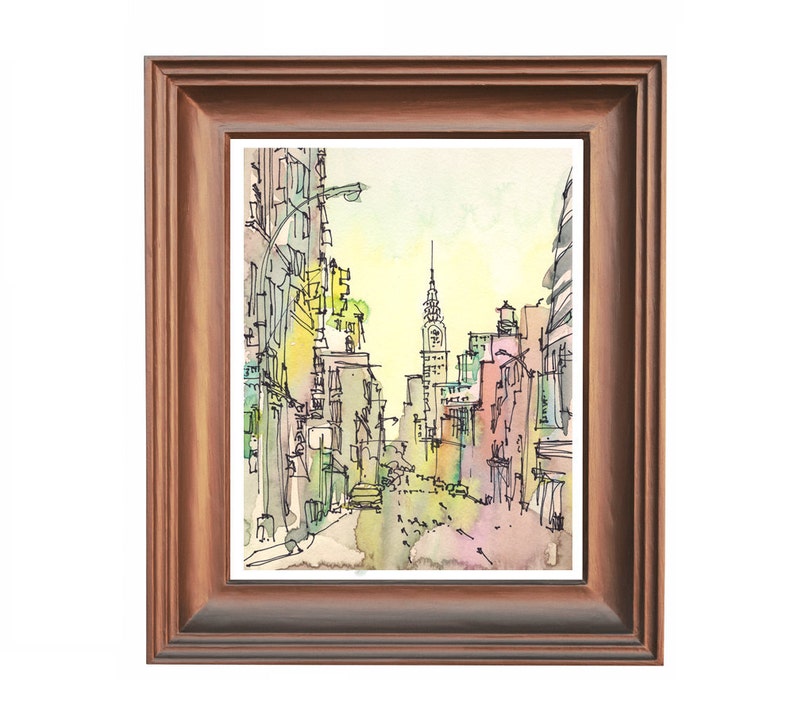 New York, New York Art, Chrysler Building, New York City, Aquarell, Aquarelldruck, New York Druck, Skizze, Urban Sketch, Bild 3