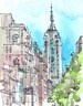 New York sketch  Empire State, New York City Art Print from a watercolor sketch archival print 