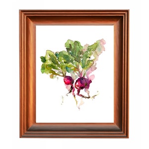 Kitchen Art, Spring Gardening radish watercolor 8x10 print from an original watercolor sketch image 3