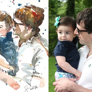 Custom Portrait in watercolors, 1-2 people image 3