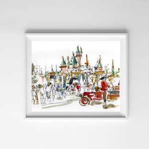 Disneyland Iconic Castle, print of a watercolor sketch, fine art print image 3