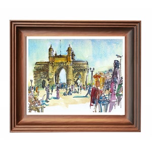 India sketch Gateway of India, Mumbai 8x10 print of a watercolor sketch image 3