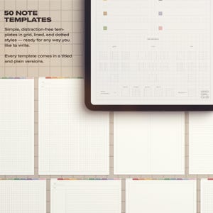 Paper Texture Digital Notebook: Hyperlinked, 50 Templates (GoodNotes, Noteful, Notability) image 4