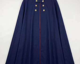 Anime Inspired Wirt Cosplay Cape, Navy Blue Cotton Stand-Up Collar Cloak