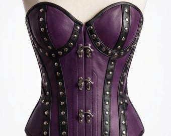 Studded Leather Overbust Corset – Gothic Steampunk Corset Top