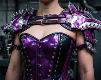 Studded Leather Overbust Corset – Gothic Renaissance Steampunk Armor Corset Top