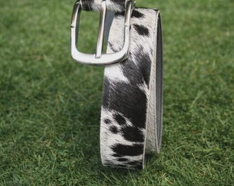 Handmade Cowhide Hairon Leather Belt – Western Style Unisex Accessory