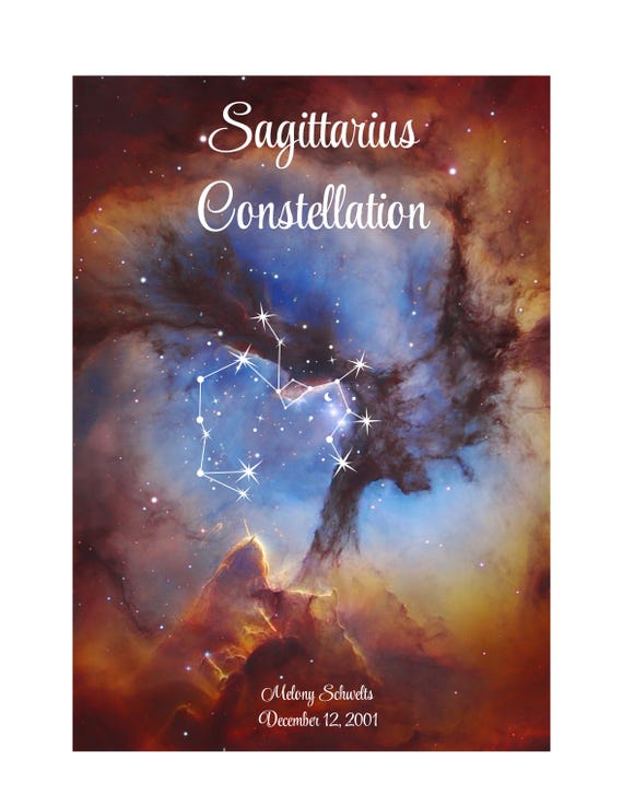 Personalized Gift | Astrological Poster | NASA Discovery in Sagittarius Constellation | Zodiac Star Map | Custom Horoscope Gift for Him Her