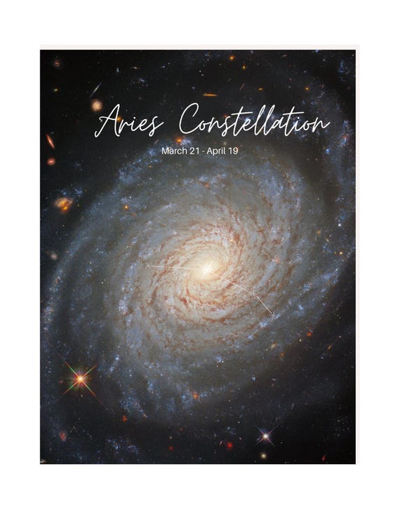 Aries Astrological Gifts | NASA Galaxy Image Discovered in Aries Constellation | Constellation Night Sky Poster | Gift for Him, Her