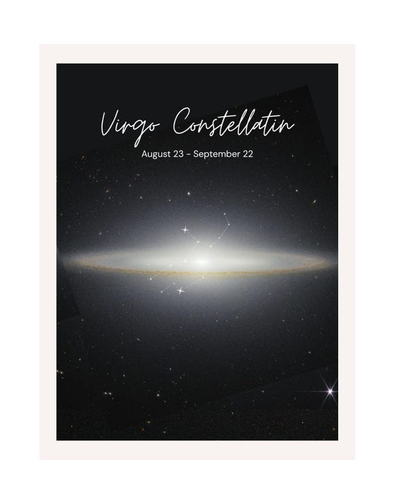 Astrological Gift for Him, Her, Birthday, Holiday | Virgo Poster of Discovery in Zodiac Constellation Virgo | Star Map in Custom Artwork