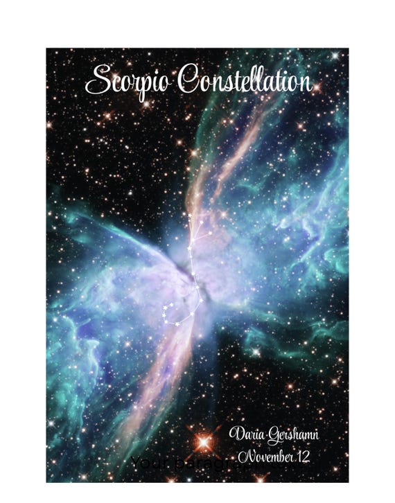 Personalized Gift | Astrological Poster | NASA Discovery in Scorpio Constellation | Zodiac Star Map | Horoscope Gift for Him, Her | Wall Art