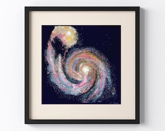 Impresión de galaxia de danza cósmica / Galería Quilty / Arte mural abstracto / Galaxias pintadas por un artista galardonado