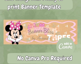 2 x 6 WALLGREENS gedrukte banner, Minnie-bannersjabloon, Minnie bewerkbare canvas banner, digitale download, 48 x 36 geschilderde bannersjabloon,
