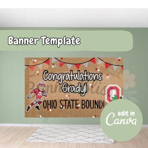 Ohio State University Banner Template, Editable Canva Banner, Digital Download, 60x36 Painted Banner Template, OSU, Graduation Party Banner