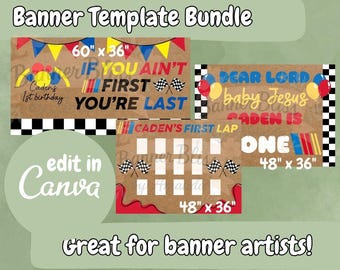 If You Ain't First You're Last-verjaardagsbanner, Talladega Nights-sjabloon, eerste verjaardag canva-sjabloon, canva-sjabloon bannerbundel