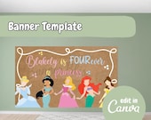 Fourever A Princess Birthday Banner, Editable Canva Banner, Digital Download, 60x36 Painted Banner Template, Hand Painted Banner Template
