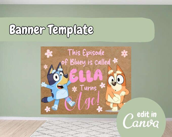 Hand Painted Bluey Birthday Banner: Custom Party Banner - Etsy