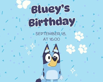 Bluey-Themed Birthday Invitation- B | Editable Template | Instant Download | Bluey Birthday Invite Style