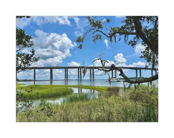 Marsh View Daniel Island South Carolina Landscape Along the Wando River, Coastal Wall Art, Photo Matte Canvas, Stretched, 0.75" (Multi-Size)
