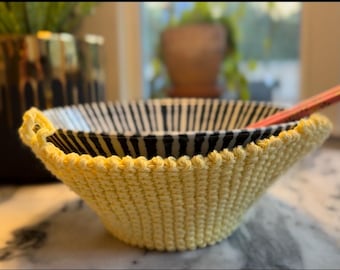 Handmade Crochet Bowl Cozy: 100% Cotton Microwave Safe Holder
