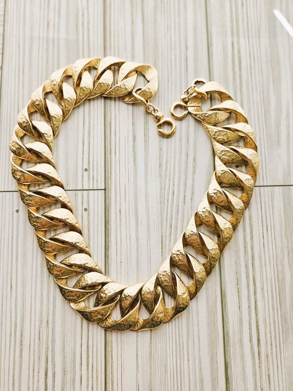 Chunky necklace, Goldtone Curb Cuban (?) Link chai
