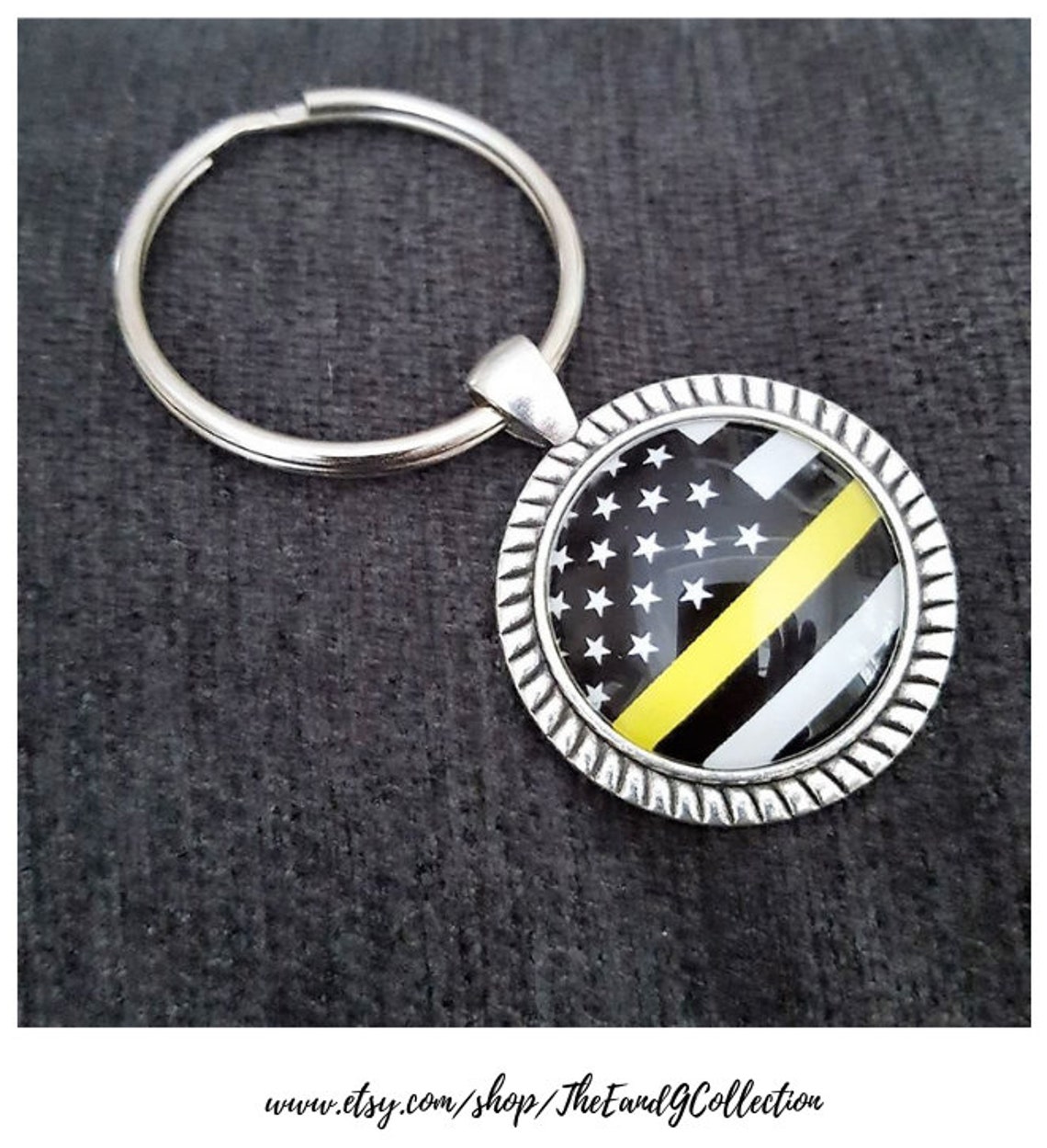 Dispatcher keychain Thin Gold Line 911 operator gift Etsy