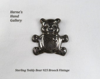 Vintage Sterling 925 Teddy Bear Brooch Vintage Marked