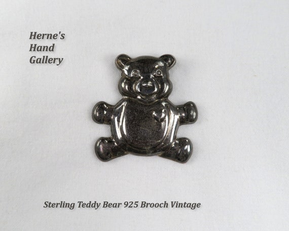 Vintage Sterling 925 Teddy Bear Brooch Vintage Ma… - image 1