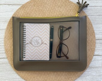 Large Clear  Bag | Vegan Leather Travel Toiletry Pouch