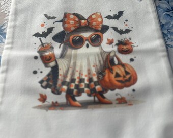 Lady Ghost Halloween Einkaufstasche : Wiederverwendbare Einkaufstasche aus Canvas